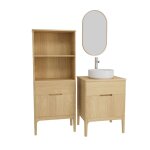 Meuble simple vasque 60cm + vasque + robinet + miroir + colonne Meuble simple vasque 60cm + vasque + robinet + miroir + colonne