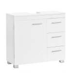 Meuble sous lavabo 1 porte 3 tiroirs effet bois blanc Meuble sous lavabo 1 porte 3 tiroirs effet bois blanc