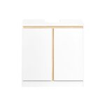 Meuble sous lavabo avec 2 étages et 2 portes effet bois blanc Meuble sous lavabo avec 2 étages et 2 portes effet bois blanc