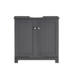 Meuble sous lavabo � 2 �tages et 2 portes effet bois gris fonc�