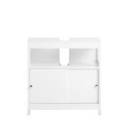 Meuble sous lavabo avec 2 étagères et 2 portes effet bois blanc Meuble sous lavabo avec 2 étagères et 2 portes effet bois blanc
