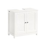 Meuble sous lavabo 2 portes effet bois blanc Meuble sous lavabo 2 portes effet bois blanc