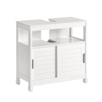 Meuble sous lavabo 2 portes effet bois blanc Meuble sous lavabo 2 portes effet bois blanc