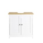 Meuble sous lavabo avec 2 portes et 2 étages effet bois blanc Meuble sous lavabo avec 2 portes et 2 étages effet bois blanc