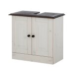 Meuble sous lavabo avec 2 portes en pin blanc laqu