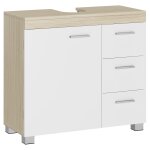 Meuble sous lavabo 3 tiroirs 2 cases blanc nuage beige naturel