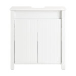 Meuble sous lavabo effet bois blanc avec 2 portes