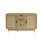 Meuble sous lavabo effet chne et cannage rotin 130cm