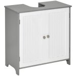 Meuble sous lavabo placard 2 portes étagère gris - blanc Meuble sous lavabo placard 2 portes étagère gris - blanc