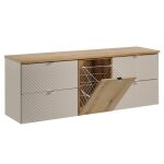 Meuble sous - vasque 1 4 tiroirs panier à linge stratifiés beige Meuble sous - vasque 1 4 tiroirs panier à linge stratifiés beige