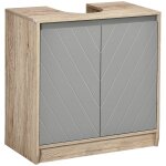 Meuble sous - vasque - 2 portes avec tagre - aspect chne clair gris