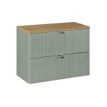 Meuble sous - vasque 2 tiroirs plan de toilette stratifi�s naturel vert