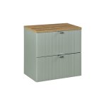 Meuble sous - vasque 2 tiroirs plan de toilette stratifiés naturel vert Meuble sous - vasque 2 tiroirs plan de toilette stratifiés naturel vert