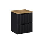 Meuble sous - vasque 2 tiroirs plan de toilette stratifi�s noir et beige