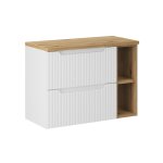 Meuble sous - vasque 2 tiroirs stratifis blanc et beige