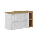 Meuble sous - vasque 2 tiroirs stratifis blanc et beige