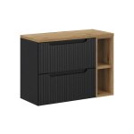 Meuble sous - vasque 2 tiroirs stratifis noir et beige