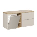 Meuble sous - vasque 3 niches panier  linge stratifis beige