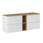 Meuble sous - vasque 4 tiroirs stratifis blanc et beige