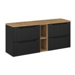 Meuble sous - vasque 4 tiroirs stratifis noir et beige