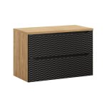 Meuble sous - vasque 90cm plan de toilette stratifis noir et beige