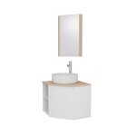 Meuble sous vasque d'angle avec vasque, robinet et armoire sorrento