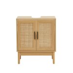 Meuble sous vasque effet chne et cannage rotin l60cm