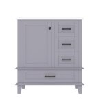 Meuble sous - vasque avec lavabo en gris et tiroirs multiples