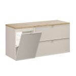 Meuble sous - vasque panier  linge stratifis beige