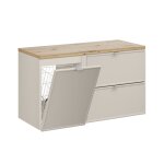 Meuble sous - vasque panier  linge stratifis beige