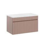 Meuble sous - vasque plan de toilette stratifis rose