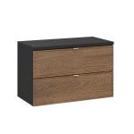 Meuble sous - vasque stratifis marron et noir