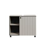Meuble sous vasque sur roulettes 1 porte l80 cm - gris et noir