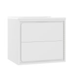 Meuble sous - vasque suspendu blanc avec �clairage led et lavabo