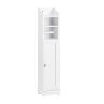 Meuble toilette avec porte brosse sur pieds effet bois blanc Meuble toilette avec porte brosse sur pieds effet bois blanc