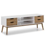 Meuble tv 1 porte et 2 tiroir couleur blanc, 140 cm Meuble tv 1 porte et 2 tiroir couleur blanc, 140 cm