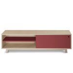 Meuble tv 1 porte coulissante 140 cm, en frne