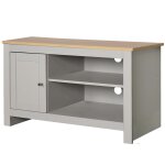Meuble tv avec 1 porte en effet chêne et gris Meuble tv avec 1 porte en effet chêne et gris