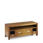 Meuble tv 1 tiroir 2 plateaux en bois marron l 115 cm Meuble tv 1 tiroir 2 plateaux en bois marron l 115 cm