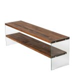 Meuble tv 140 cm bois et verre 2 plateaux