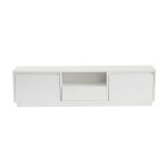 Meuble tv 160 cm 3 portes 1 niche - décor blanc laqué Meuble tv 160 cm 3 portes 1 niche - décor blanc laqué
