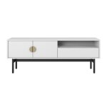 Meuble tv 2 portes 1 tiroir blanc 154 cm