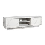 Meuble tv 2 portes aspect marbre blanc
