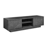 Meuble tv 2 portes aspect marbre gris anthracite
