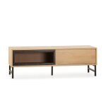 Meuble tv 2 portes en chêne et métal noir 120 cm Meuble tv 2 portes en chêne et métal noir 120 cm