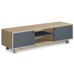 Meuble tv 2 portes coulissantes 160 cm, en frêne Meuble tv 2 portes coulissantes 160 cm, en frêne