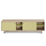 Meuble tv 2 portes coulissantes 160 cm, en frêne Meuble tv 2 portes coulissantes 160 cm, en frêne