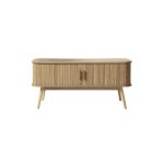 Meuble tv 2 portes coulissantes l119 cm - effet bois clair