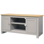 Meuble tv avec 2 portes en effet chne et gris