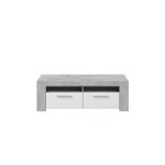 Meuble tv 2 portes et 2 niches de rangement l120cm - blanc / bton